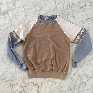 Vintage Velour Sweater Colorblock Coyote Sz 7/8